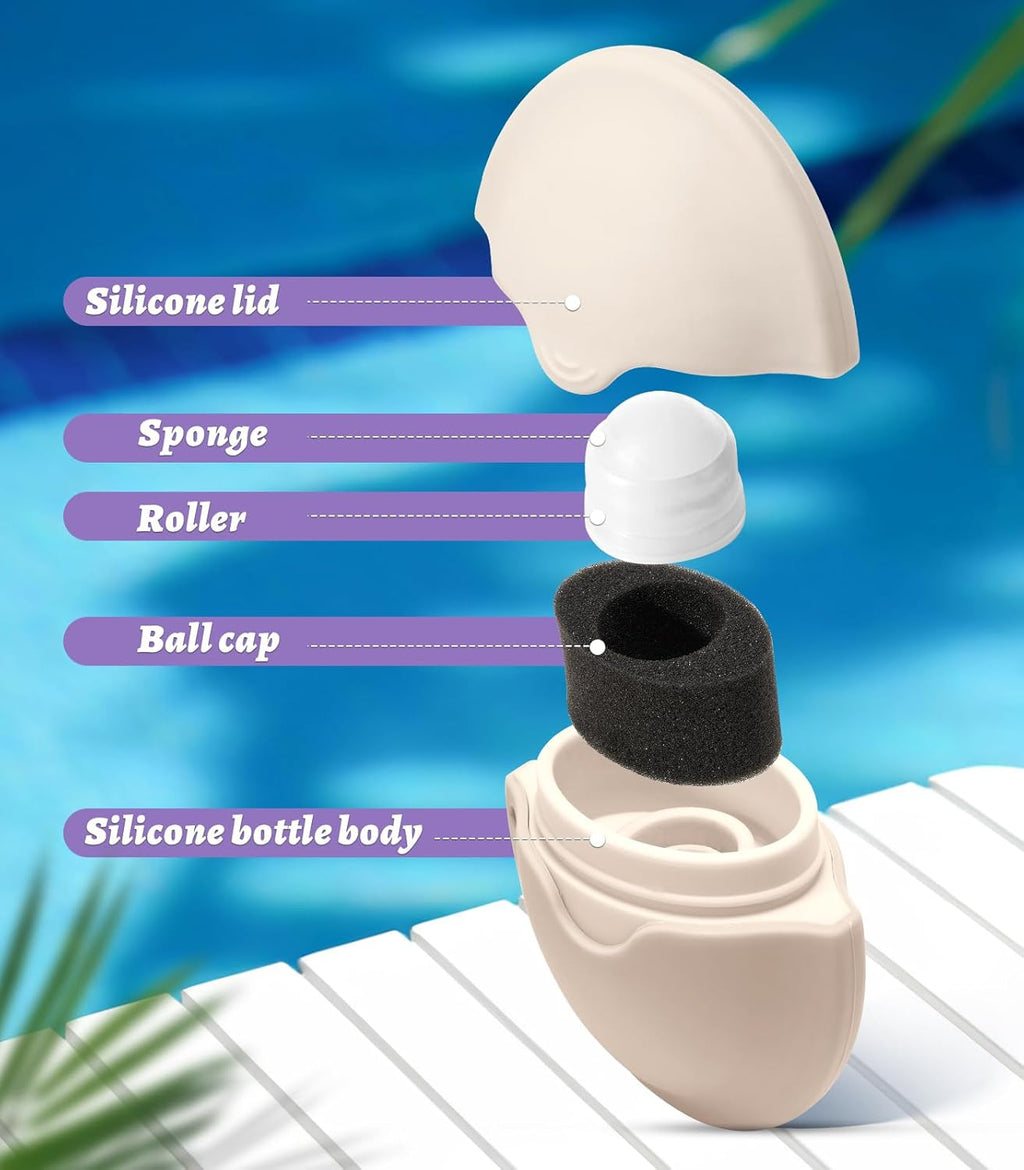 Portable Sunscreen Applicator – Refillable Roll-On Sponge for Sunscreen, Lotion & Moisturizer, BPA-Free Silicone Design
